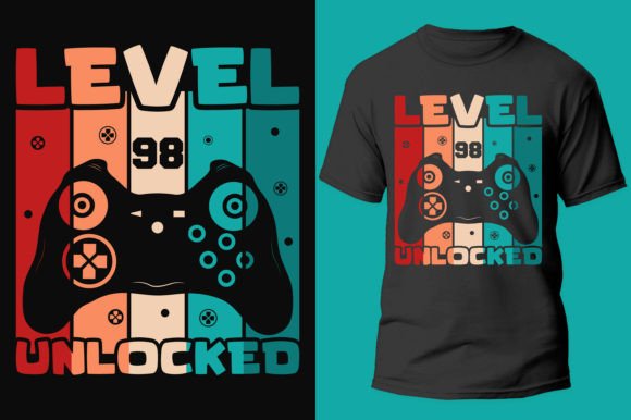 Gamer Gaming Level 98 Unlocked Graphics for T-Shirt Designs