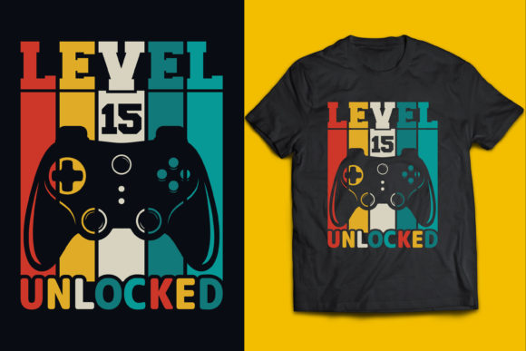Level 15 Birthday Gaming Design: Graphics & Print Templates