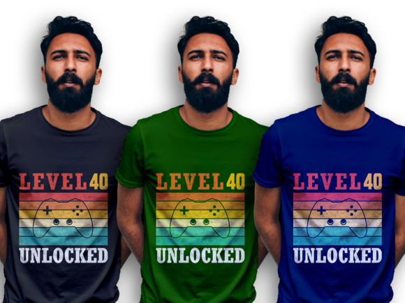 Level 40 Unlocked Gaming T-shirt Graphics Freebies